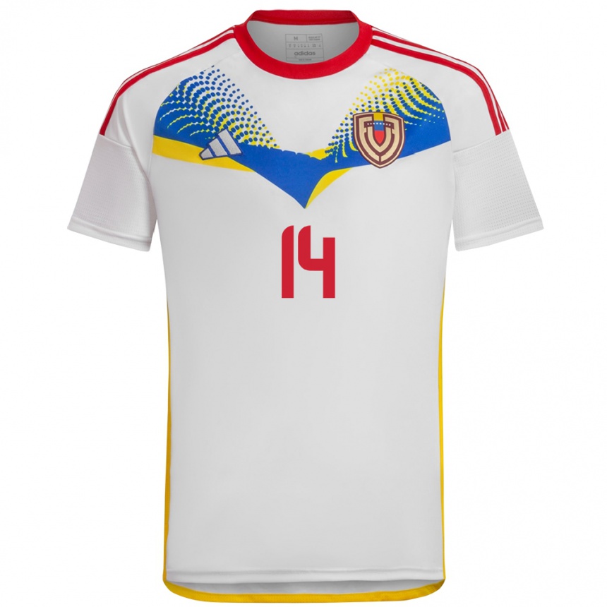 Kinder Fußball Venezuela Luis Casiani #14 Weiß Auswärtstrikot Trikot 24-26 T-Shirt Luxemburg