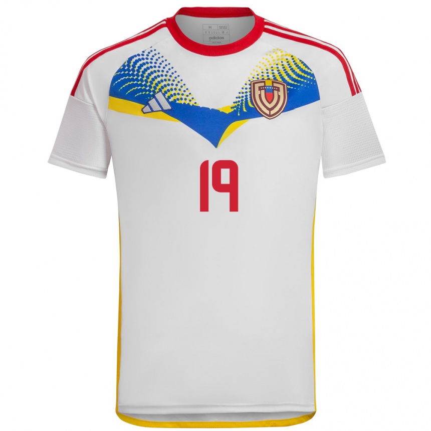 Kinder Fußball Venezuela Brayan Alcocer #19 Weiß Auswärtstrikot Trikot 24-26 T-Shirt Luxemburg