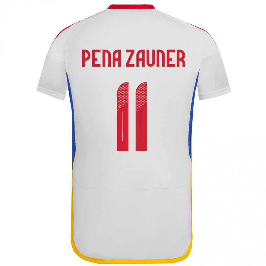 Kinder Fußball Venezuela Enrique Peña Zauner #11 Weiß Auswärtstrikot Trikot 24-26 T-Shirt Luxemburg