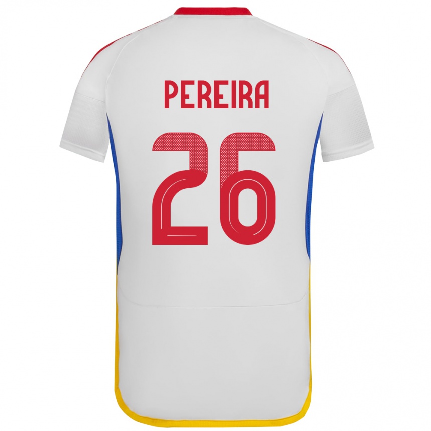 Kinder Fußball Venezuela Daniel Pereira #26 Weiß Auswärtstrikot Trikot 24-26 T-Shirt Luxemburg