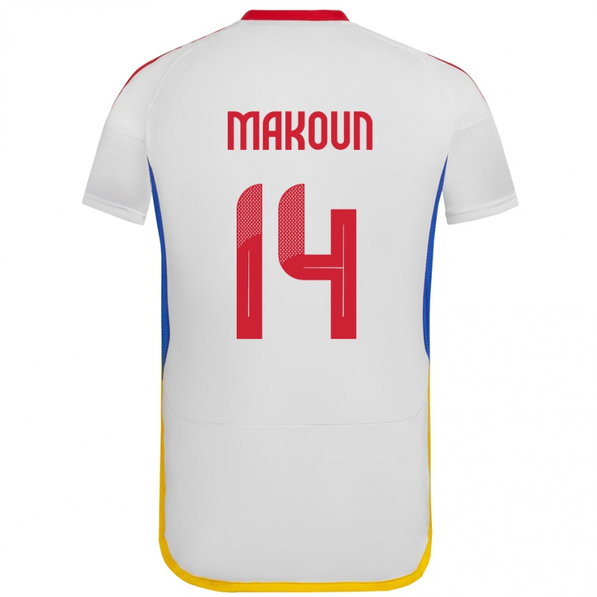 Kinder Fußball Venezuela Christian Makoun #14 Weiß Auswärtstrikot Trikot 24-26 T-Shirt Luxemburg