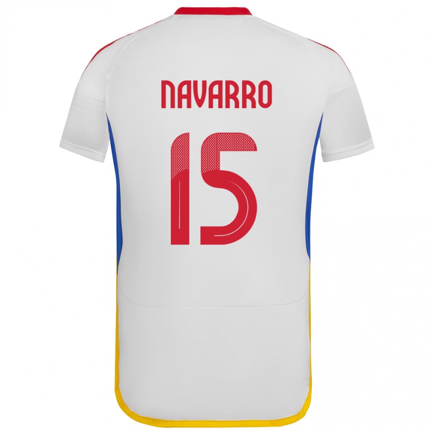 Kinder Fußball Venezuela Miguel Navarro #15 Weiß Auswärtstrikot Trikot 24-26 T-Shirt Luxemburg