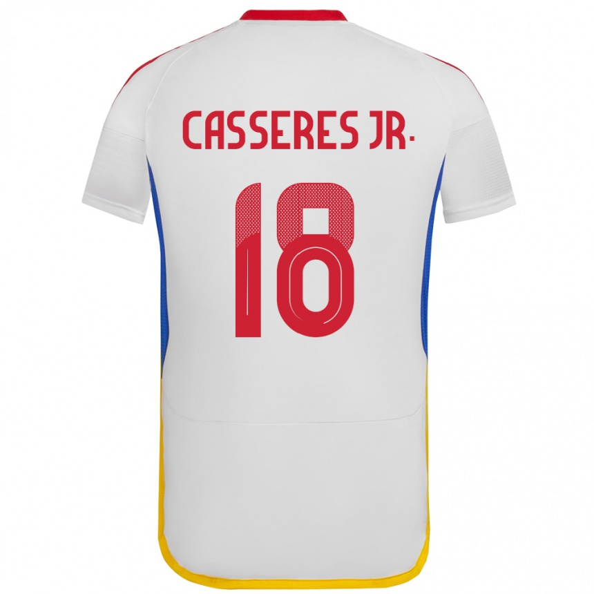 Kinder Fußball Venezuela Cristian Cásseres Jr. #18 Weiß Auswärtstrikot Trikot 24-26 T-Shirt Luxemburg