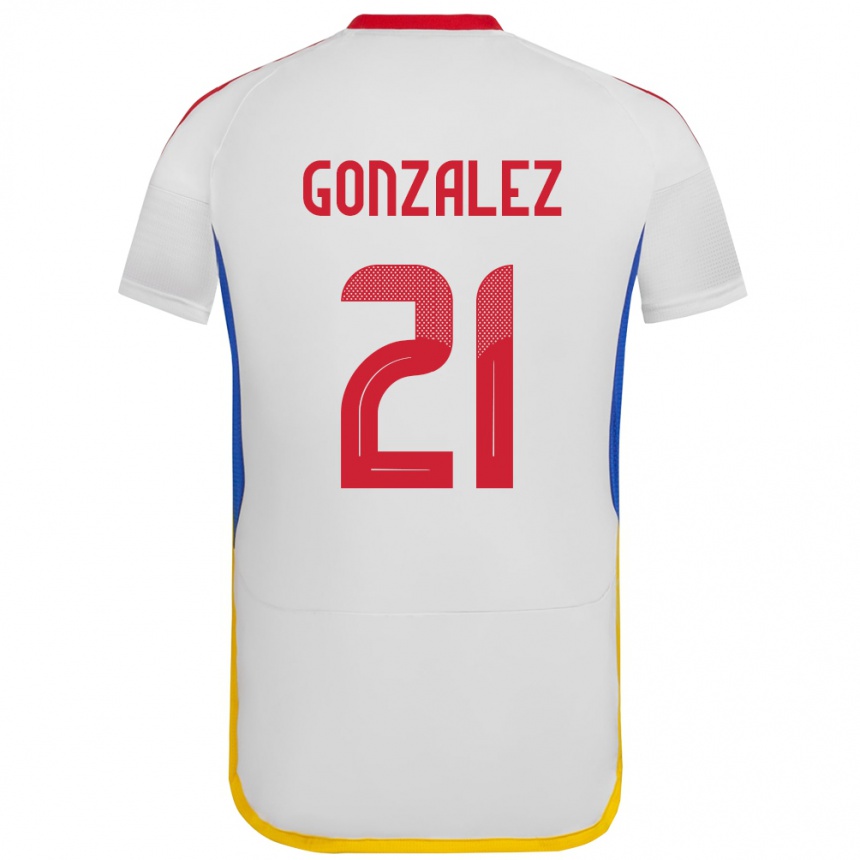 Kinder Fußball Venezuela Alexander González #21 Weiß Auswärtstrikot Trikot 24-26 T-Shirt Luxemburg