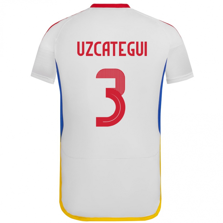 Kinder Fußball Venezuela Rafael Uzcátegui #3 Weiß Auswärtstrikot Trikot 24-26 T-Shirt Luxemburg