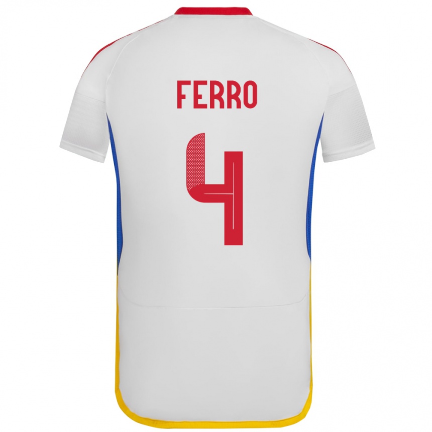 Kinder Fußball Venezuela Andrés Ferro #4 Weiß Auswärtstrikot Trikot 24-26 T-Shirt Luxemburg