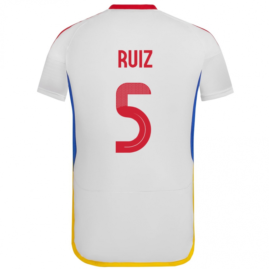 Kinder Fußball Venezuela Emerson Ruíz #5 Weiß Auswärtstrikot Trikot 24-26 T-Shirt Luxemburg