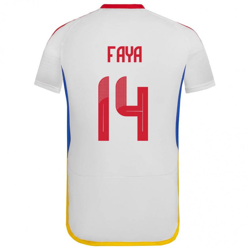 Kinder Fußball Venezuela Carlos Faya #14 Weiß Auswärtstrikot Trikot 24-26 T-Shirt Luxemburg