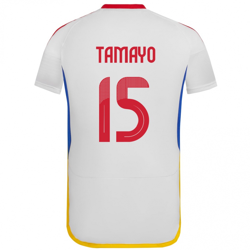 Kinder Fußball Venezuela Bianneider Tamayo #15 Weiß Auswärtstrikot Trikot 24-26 T-Shirt Luxemburg