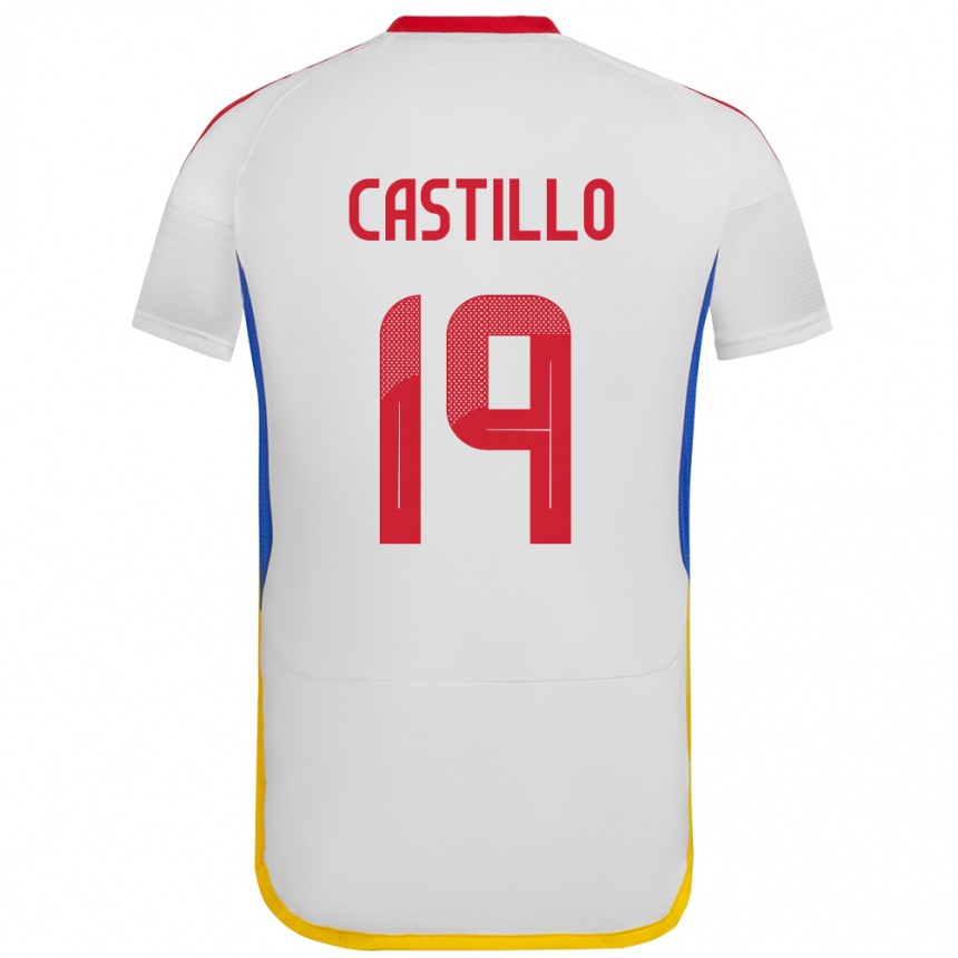 Kinder Fußball Venezuela Bryan Castillo #19 Weiß Auswärtstrikot Trikot 24-26 T-Shirt Luxemburg