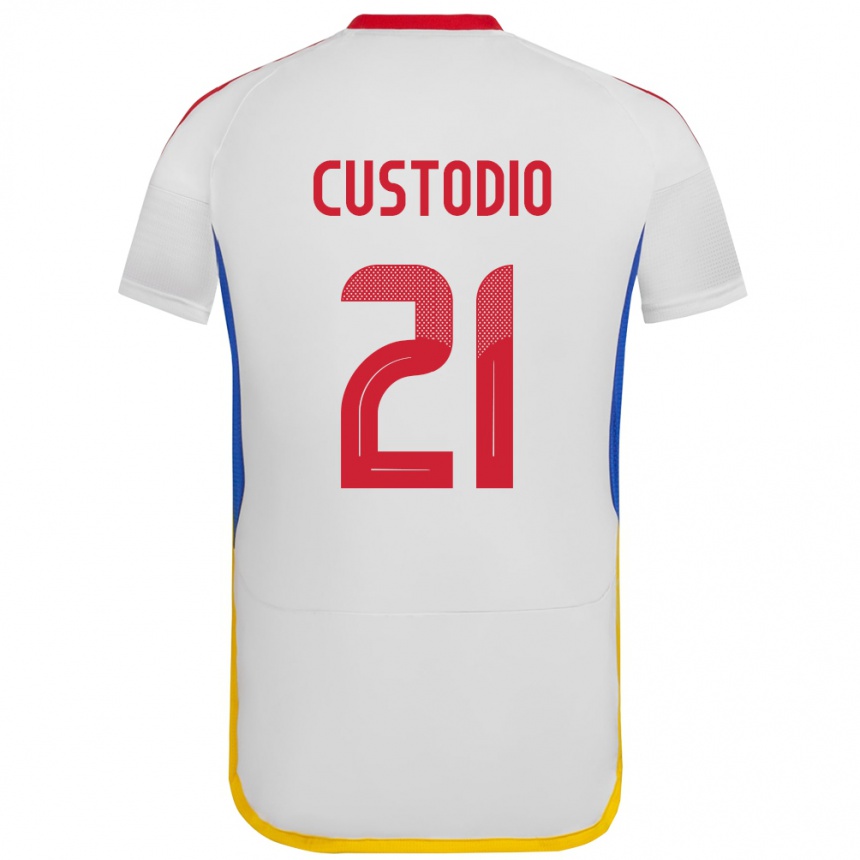 Kinder Fußball Venezuela Alex Custodio #21 Weiß Auswärtstrikot Trikot 24-26 T-Shirt Luxemburg