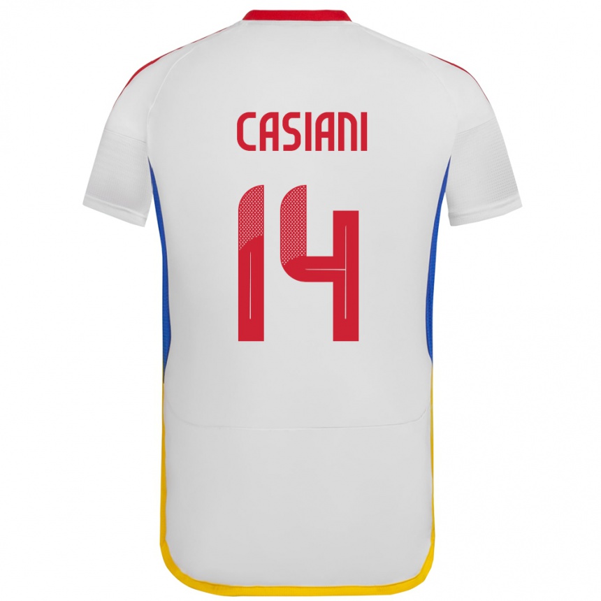 Kinder Fußball Venezuela Luis Casiani #14 Weiß Auswärtstrikot Trikot 24-26 T-Shirt Luxemburg