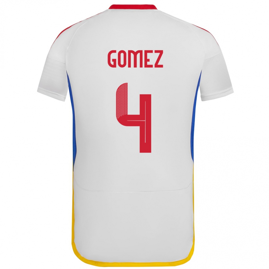 Kinder Fußball Venezuela Santiago Gómez #4 Weiß Auswärtstrikot Trikot 24-26 T-Shirt Luxemburg