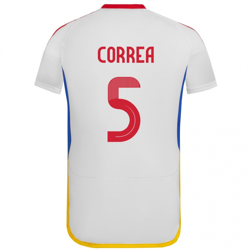 Kinder Fußball Venezuela José Correa #5 Weiß Auswärtstrikot Trikot 24-26 T-Shirt Luxemburg