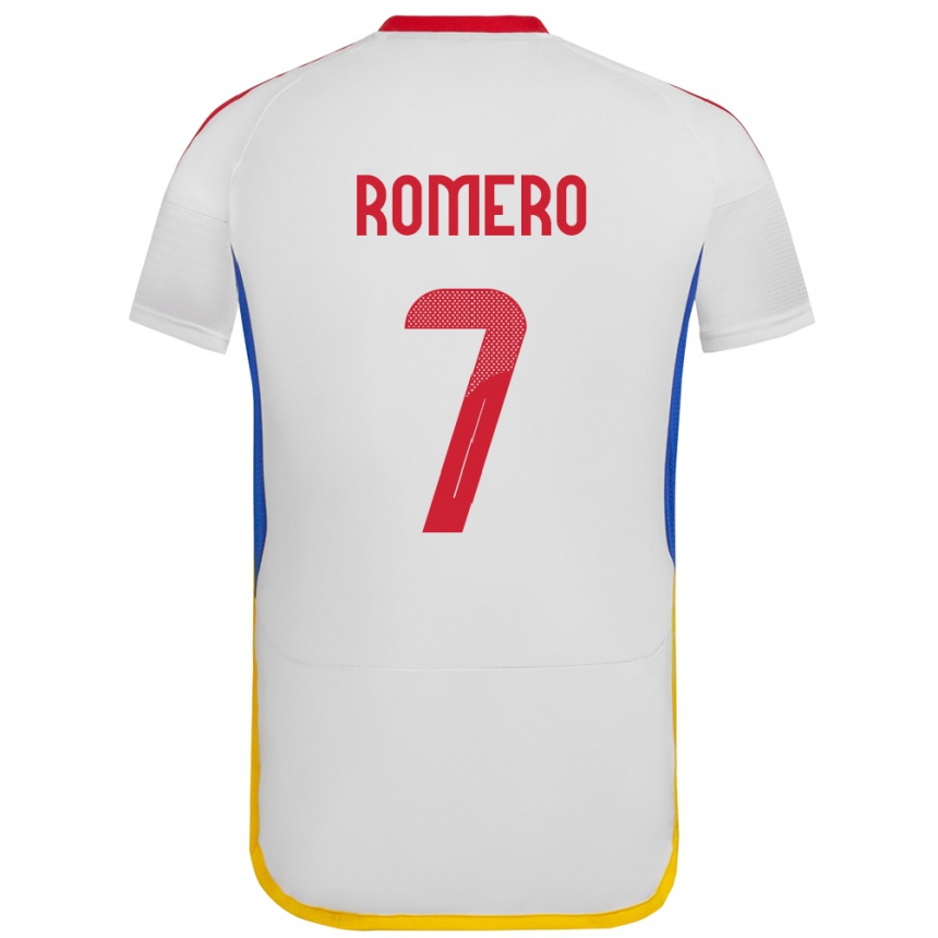 Kinder Fußball Venezuela Leenhan Romero #7 Weiß Auswärtstrikot Trikot 24-26 T-Shirt Luxemburg