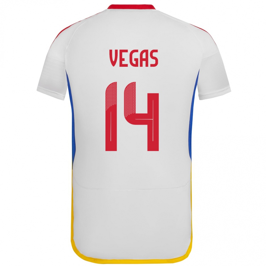 Kinder Fußball Venezuela Miguel Vegas #14 Weiß Auswärtstrikot Trikot 24-26 T-Shirt Luxemburg