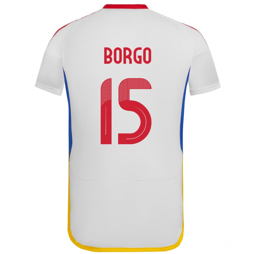 Kinder Fußball Venezuela Ángel Borgo #15 Weiß Auswärtstrikot Trikot 24-26 T-Shirt Luxemburg