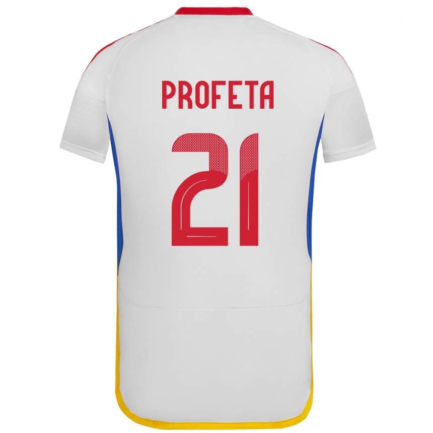 Kinder Fußball Venezuela Nicola Profeta #21 Weiß Auswärtstrikot Trikot 24-26 T-Shirt Luxemburg