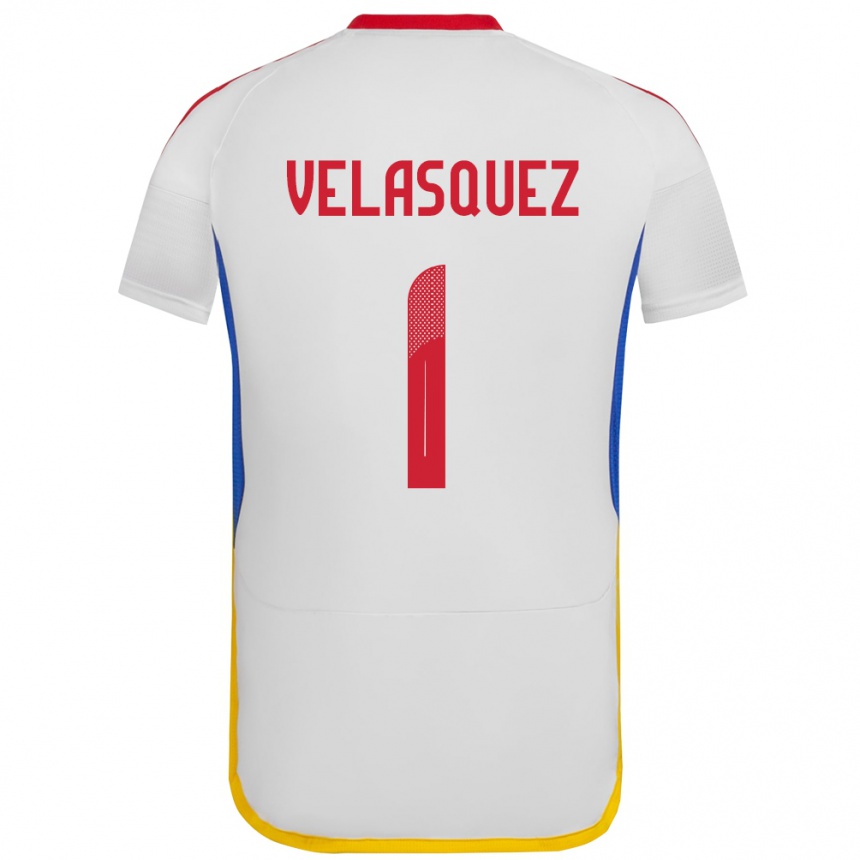 Kinder Fußball Venezuela Yessica Velásquez #1 Weiß Auswärtstrikot Trikot 24-26 T-Shirt Luxemburg