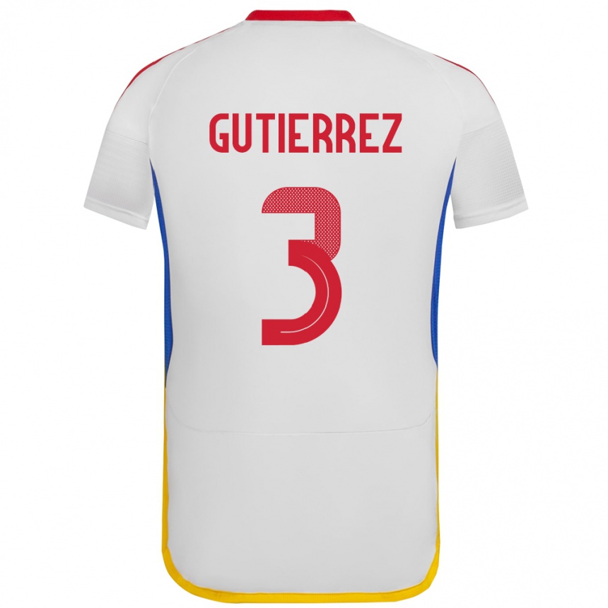 Kinder Fußball Venezuela Nairelis Gutiérrez #3 Weiß Auswärtstrikot Trikot 24-26 T-Shirt Luxemburg