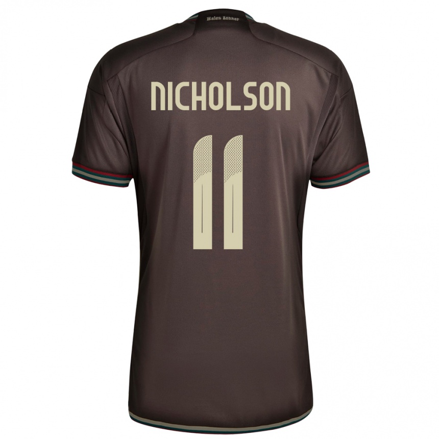 Kinder Fußball Jamaika Shamar Nicholson #11 Nachtbraun Auswärtstrikot Trikot 24-26 T-Shirt Luxemburg