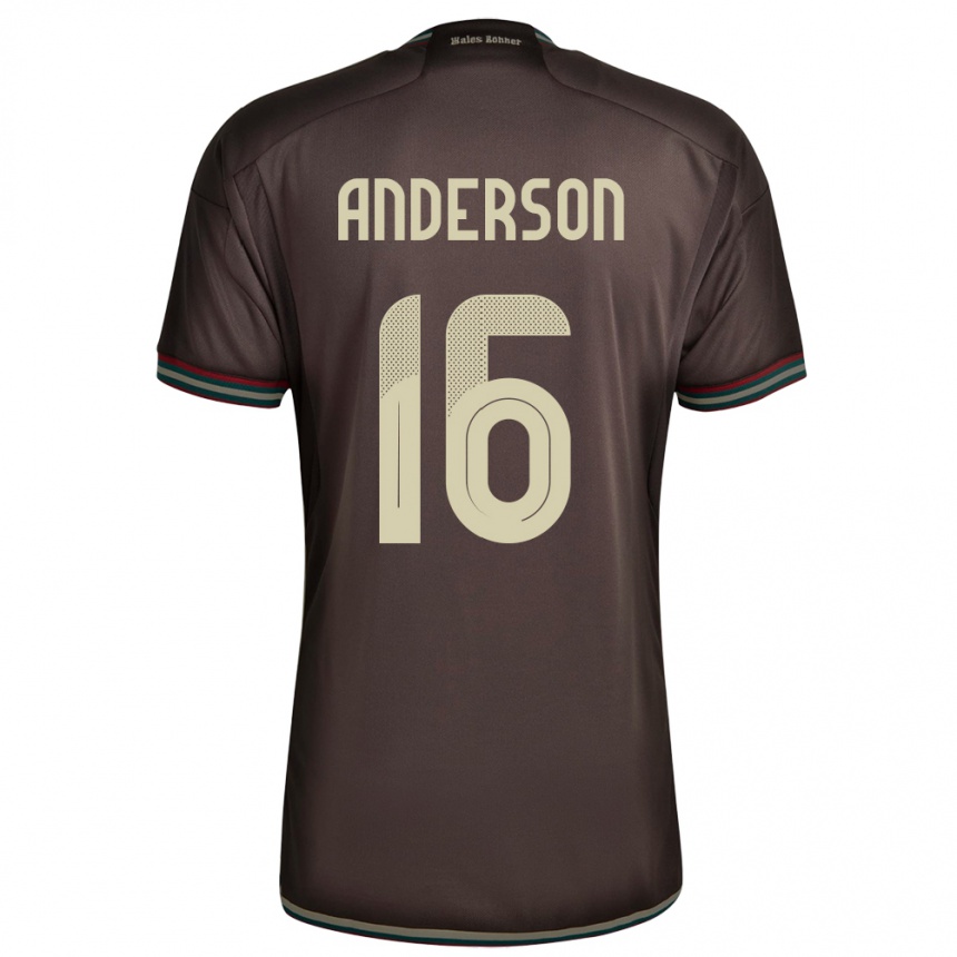 Kinder Fußball Jamaika Karoy Anderson #16 Nachtbraun Auswärtstrikot Trikot 24-26 T-Shirt Luxemburg