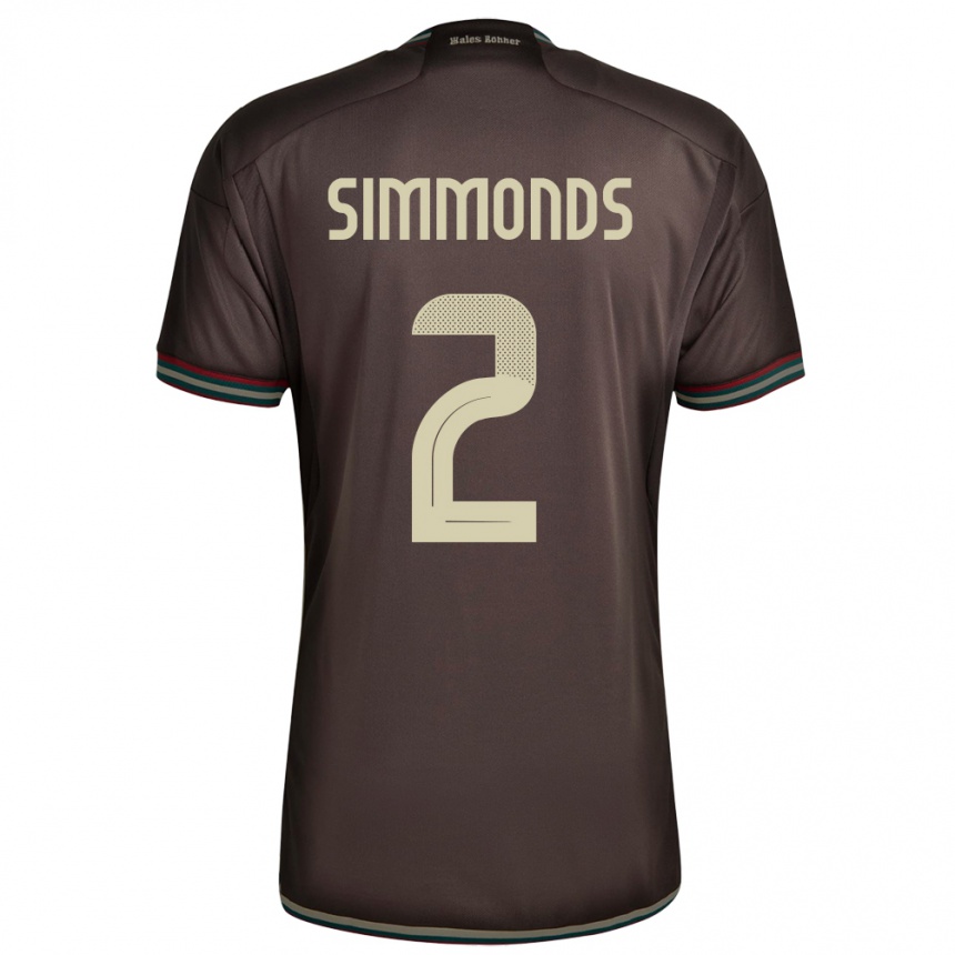 Kinder Fußball Jamaika Nicholas Simmonds #2 Nachtbraun Auswärtstrikot Trikot 24-26 T-Shirt Luxemburg