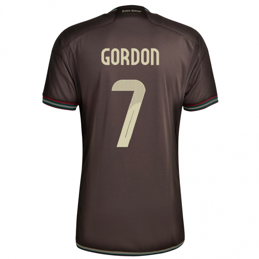 Kinder Fußball Jamaika Robino Gordon #7 Nachtbraun Auswärtstrikot Trikot 24-26 T-Shirt Luxemburg