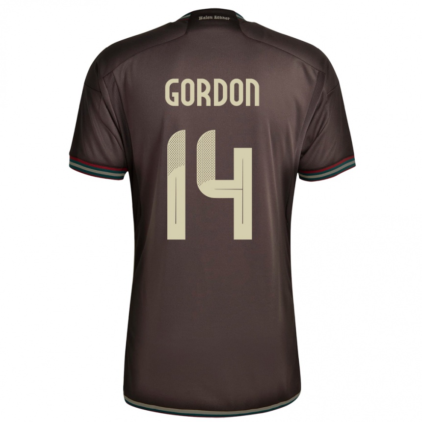 Kinder Fußball Jamaika Ashton Gordon #14 Nachtbraun Auswärtstrikot Trikot 24-26 T-Shirt Luxemburg