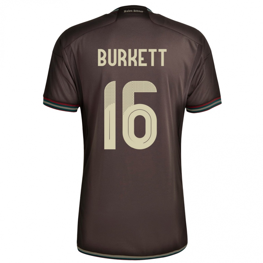 Kinder Fußball Jamaika Brian Burkett #16 Nachtbraun Auswärtstrikot Trikot 24-26 T-Shirt Luxemburg