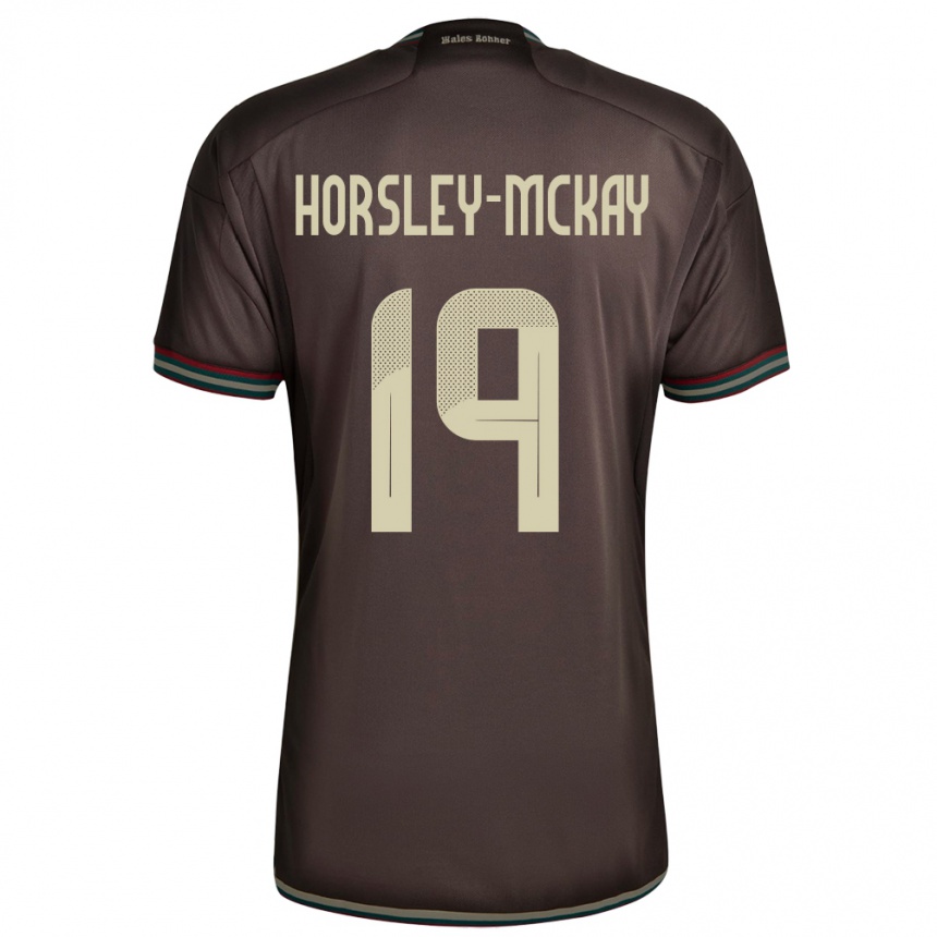 Kinder Fußball Jamaika Kyron Horsley-Mckay #19 Nachtbraun Auswärtstrikot Trikot 24-26 T-Shirt Luxemburg