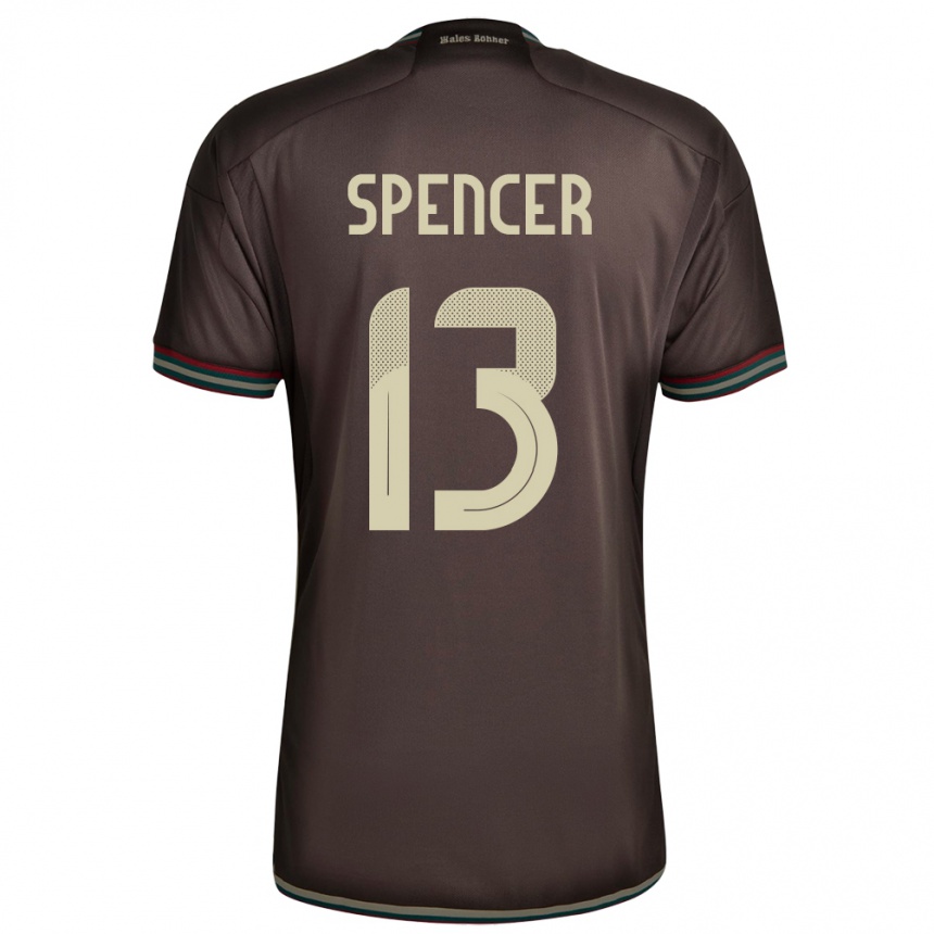 Kinder Fußball Jamaika Rebecca Spencer #13 Nachtbraun Auswärtstrikot Trikot 24-26 T-Shirt Luxemburg