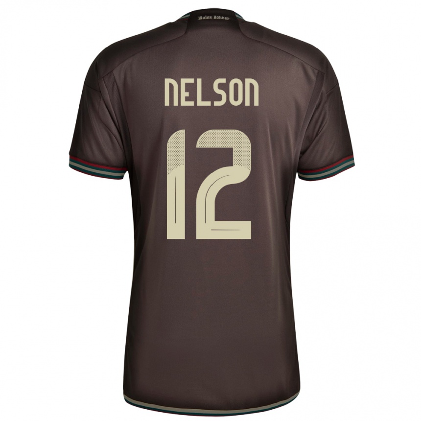 Kinder Fußball Jamaika Tyiesha Nelson #12 Nachtbraun Auswärtstrikot Trikot 24-26 T-Shirt Luxemburg