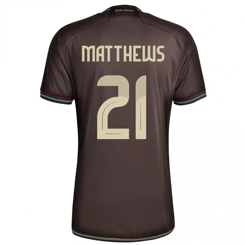 Kinder Fußball Jamaika Cheyna Matthews #21 Nachtbraun Auswärtstrikot Trikot 24-26 T-Shirt Luxemburg