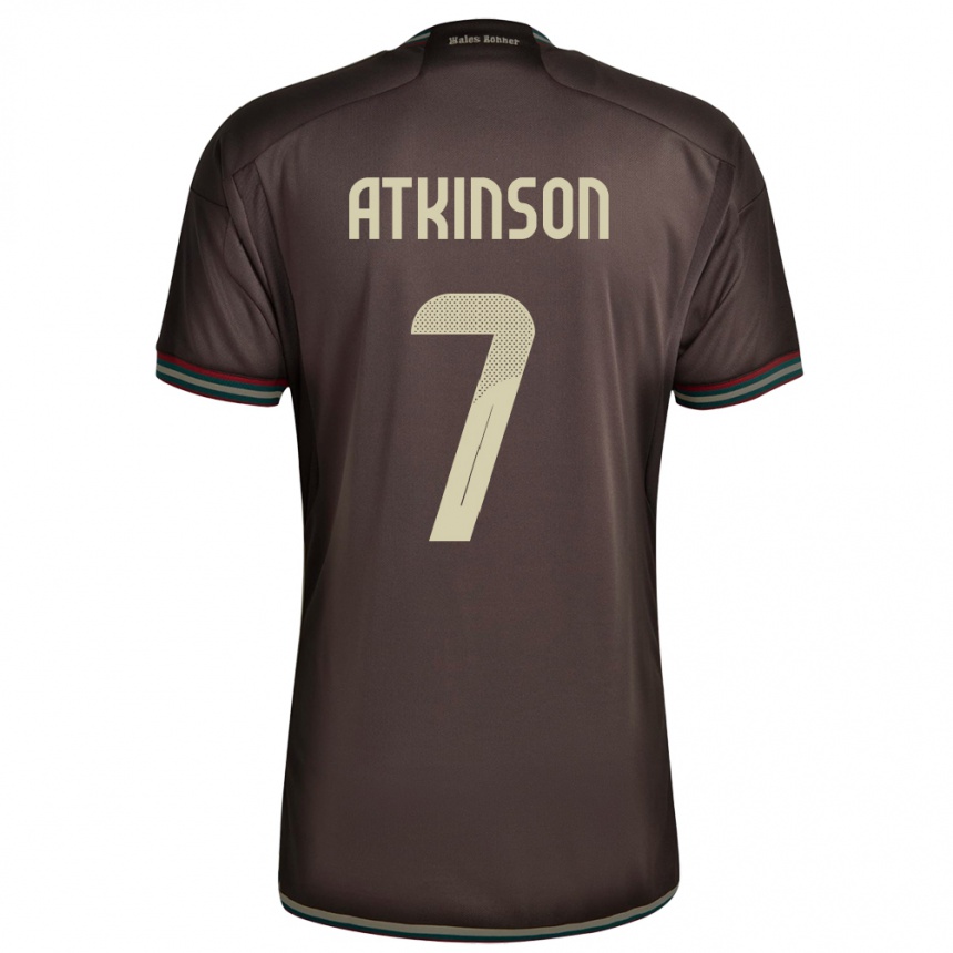 Kinder Fußball Jamaika Natoya Atkinson #7 Nachtbraun Auswärtstrikot Trikot 24-26 T-Shirt Luxemburg