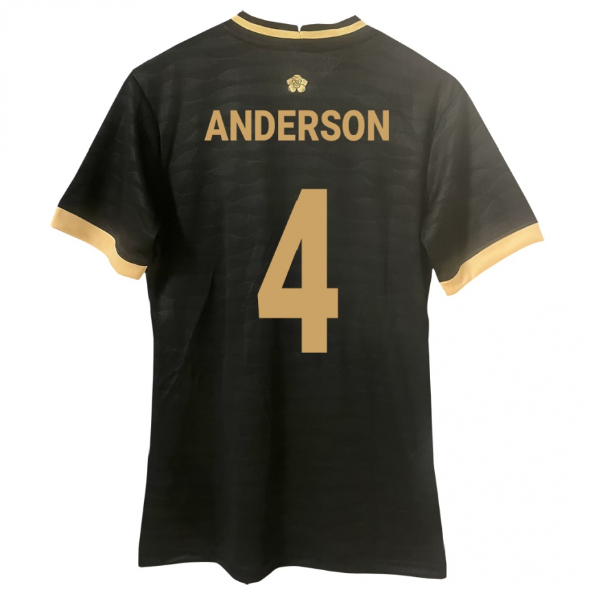 Kinder Fußball Panama Eduardo Anderson #4 Schwarz Auswärtstrikot Trikot 24-26 T-Shirt Luxemburg