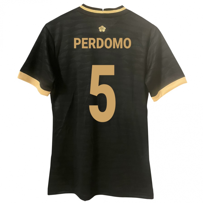 Kinder Fußball Panama Reyniel Perdomo #5 Schwarz Auswärtstrikot Trikot 24-26 T-Shirt Luxemburg