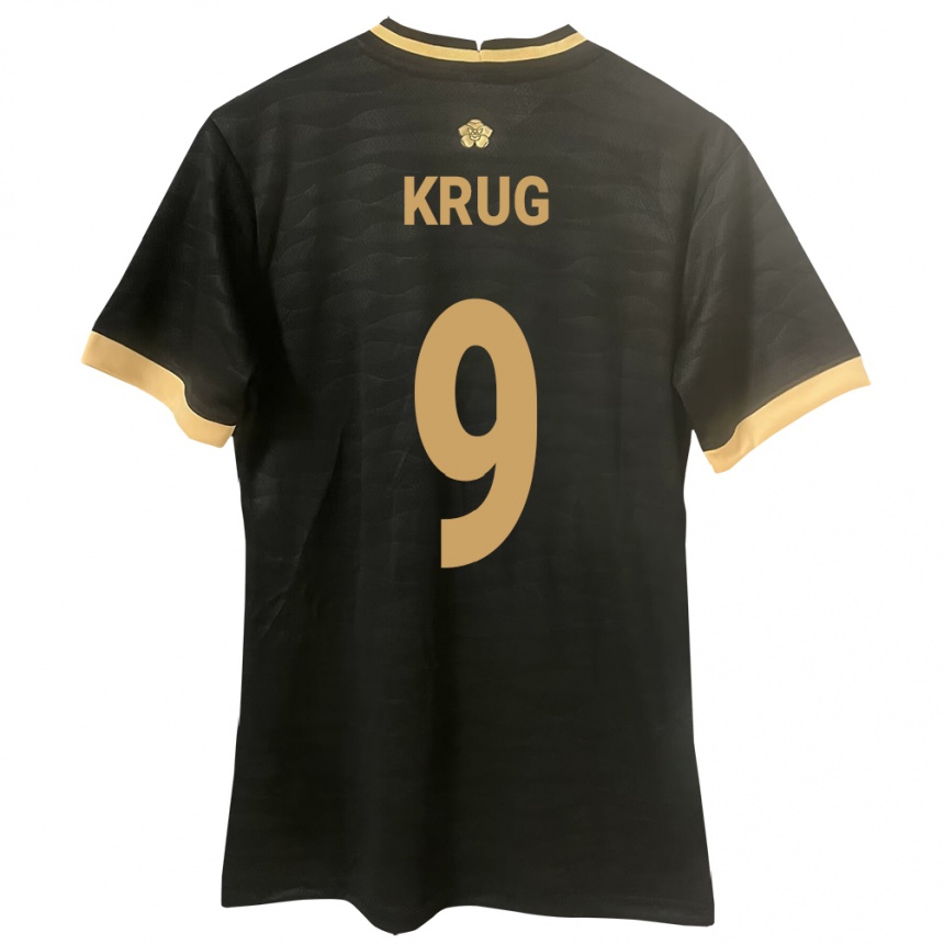 Kinder Fußball Panama Frederick Krug #9 Schwarz Auswärtstrikot Trikot 24-26 T-Shirt Luxemburg