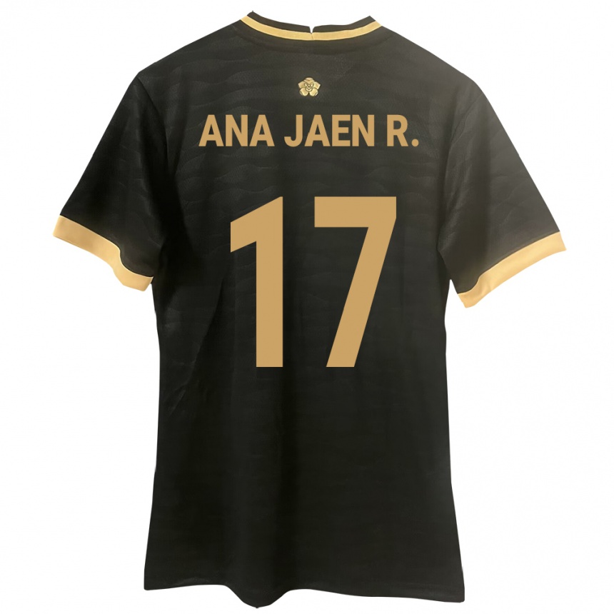 Kinder Fußball Panama Ana Jaén Rodríguez #17 Schwarz Auswärtstrikot Trikot 24-26 T-Shirt Luxemburg