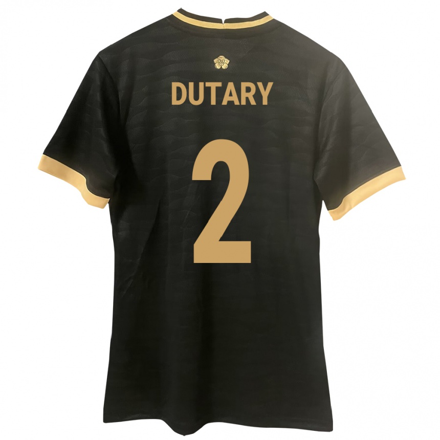 Kinder Fußball Panama Claudia Dutary #2 Schwarz Auswärtstrikot Trikot 24-26 T-Shirt Luxemburg