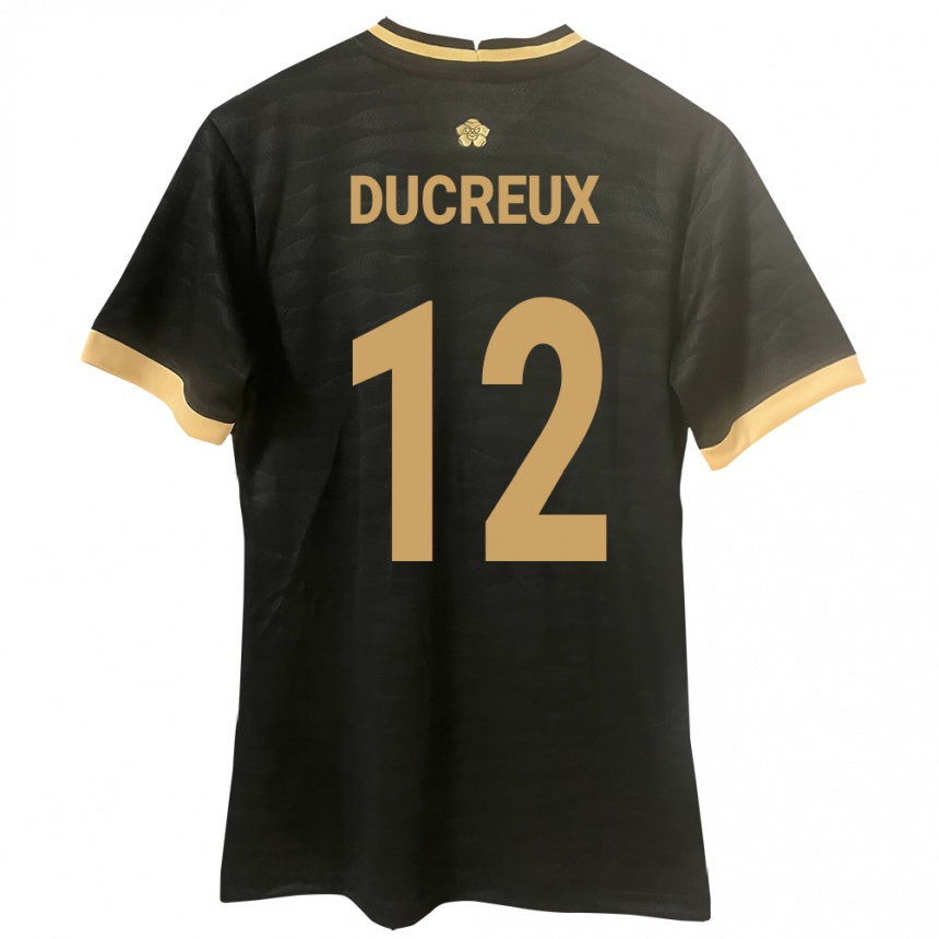 Kinder Fußball Panama Nadia Ducreux #12 Schwarz Auswärtstrikot Trikot 24-26 T-Shirt Luxemburg