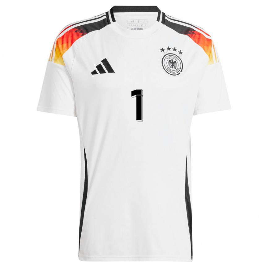 Herren Fußball Deutschland Manuel Neuer #1 Weiß Heimtrikot Trikot 24-26 T-Shirt Luxemburg