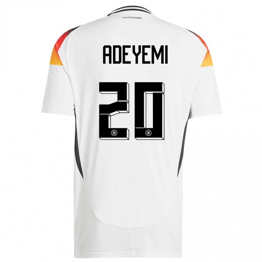 Herren Fußball Deutschland Karim Adeyemi #20 Weiß Heimtrikot Trikot 24-26 T-Shirt Luxemburg