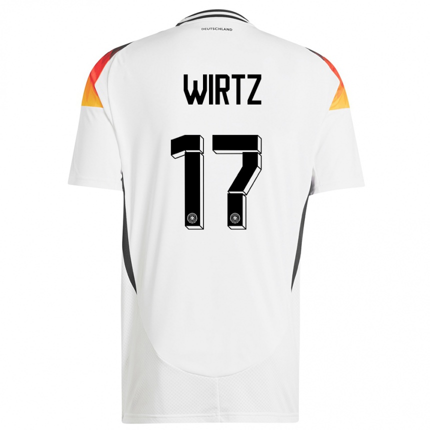 Herren Fußball Deutschland Florian Wirtz #17 Weiß Heimtrikot Trikot 24-26 T-Shirt Luxemburg