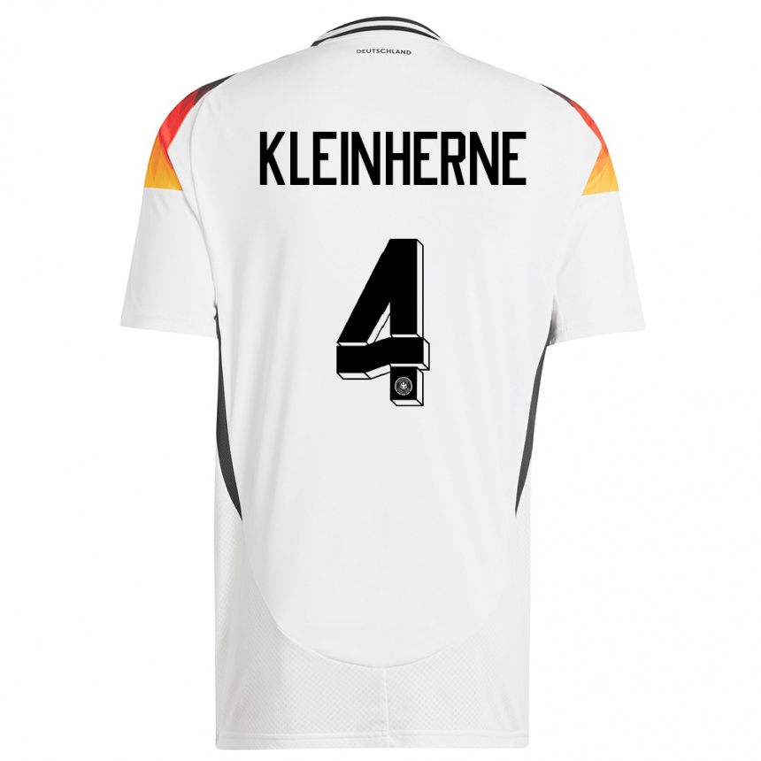 Herren Fußball Deutschland Sophia Kleinherne #4 Weiß Heimtrikot Trikot 24-26 T-Shirt Luxemburg