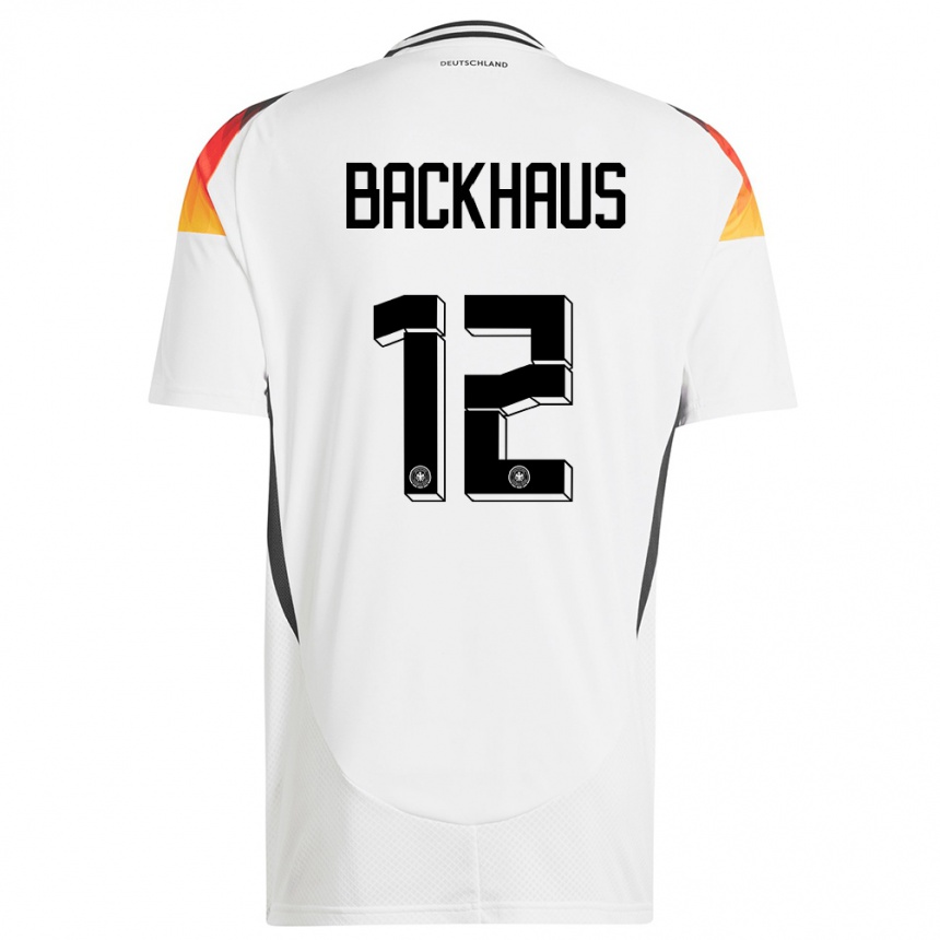 Herren Fußball Deutschland Mio Backhaus #12 Weiß Heimtrikot Trikot 24-26 T-Shirt Luxemburg