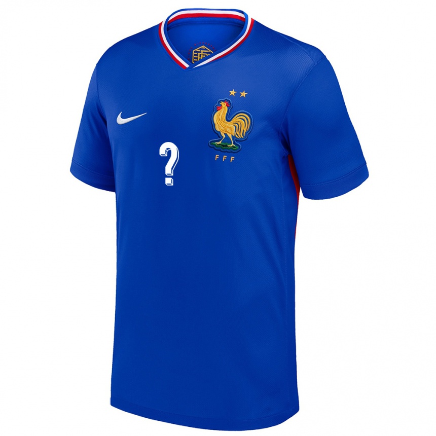 Herren Fußball Frankreich Ihren Namen #0 Blau Heimtrikot Trikot 24-26 T-Shirt Luxemburg