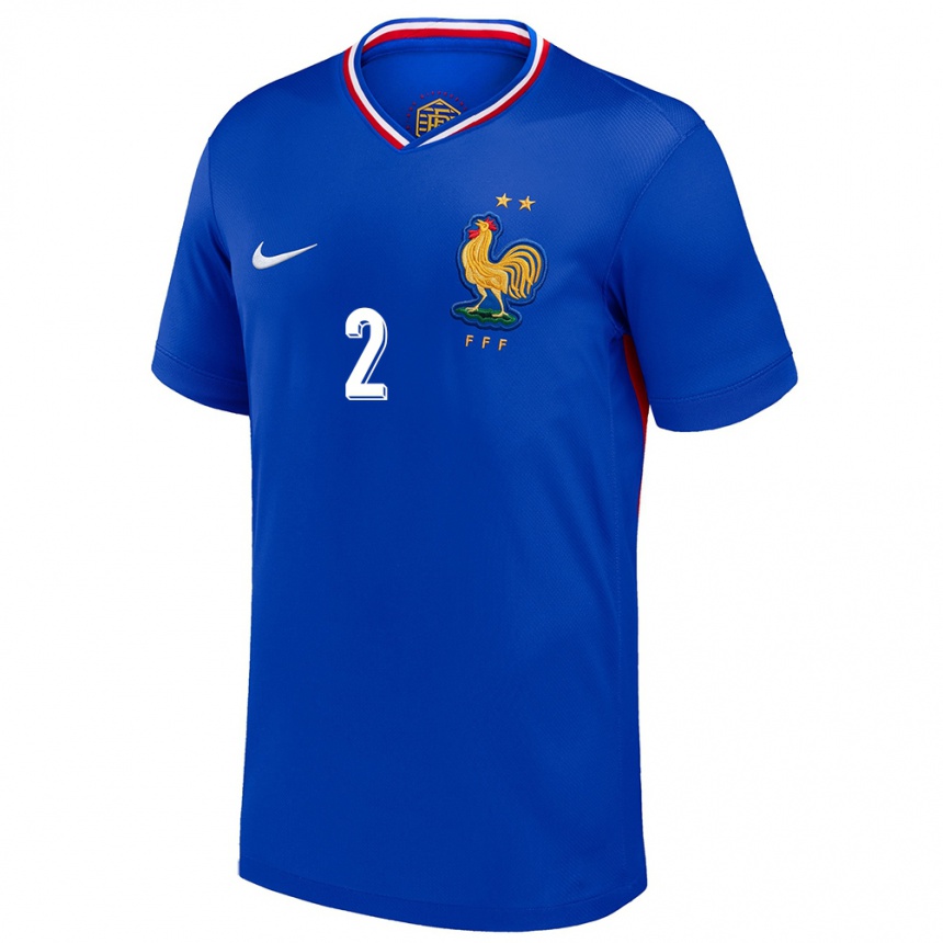 Herren Fußball Frankreich Benjamin Pavard #2 Blau Heimtrikot Trikot 24-26 T-Shirt Luxemburg