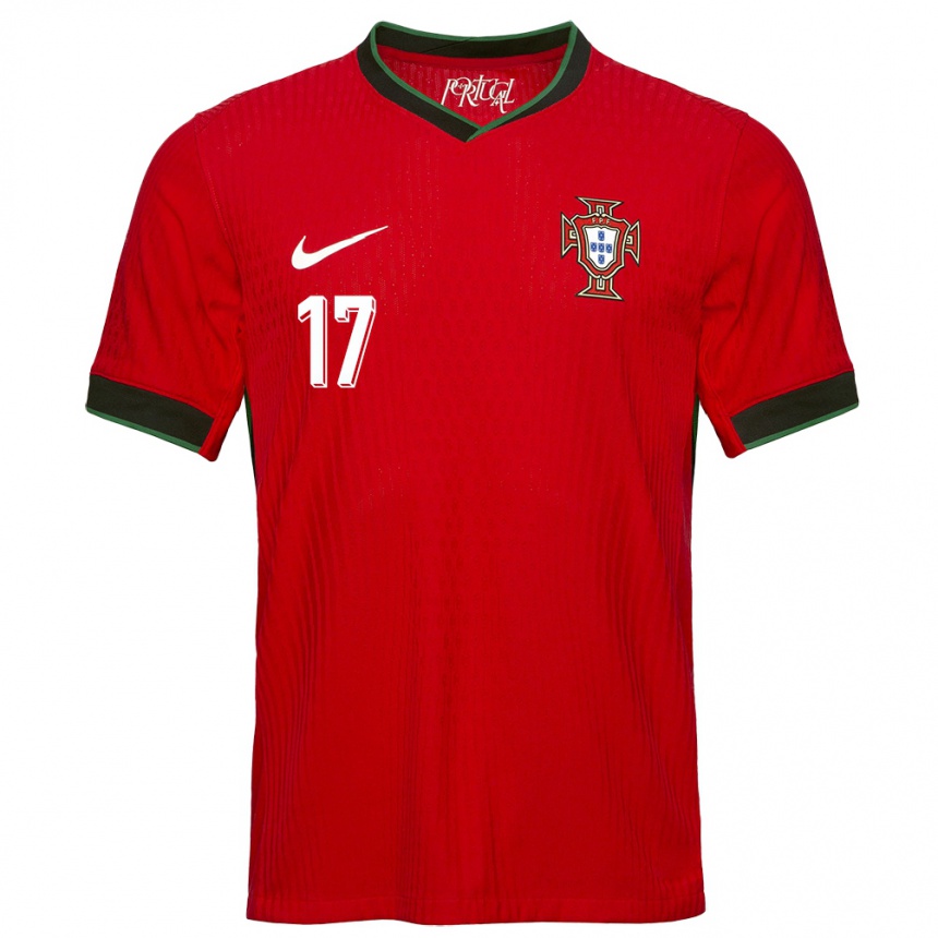 Herren Fußball Portugal Rafael Leao #17 Rot Heimtrikot Trikot 24-26 T-Shirt Luxemburg