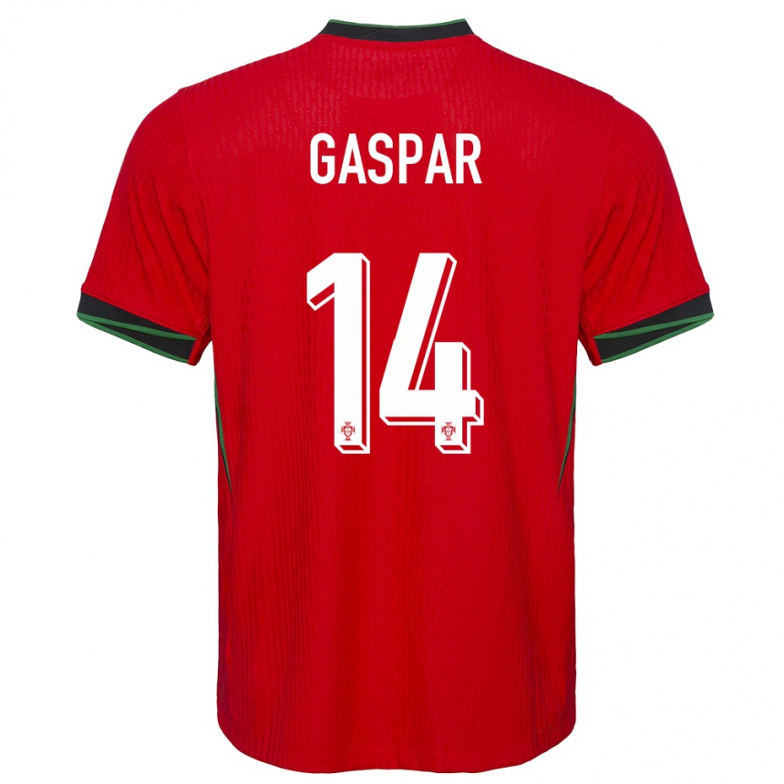 Herren Fußball Portugal Guilherme Gaspar #14 Rot Heimtrikot Trikot 24-26 T-Shirt Luxemburg